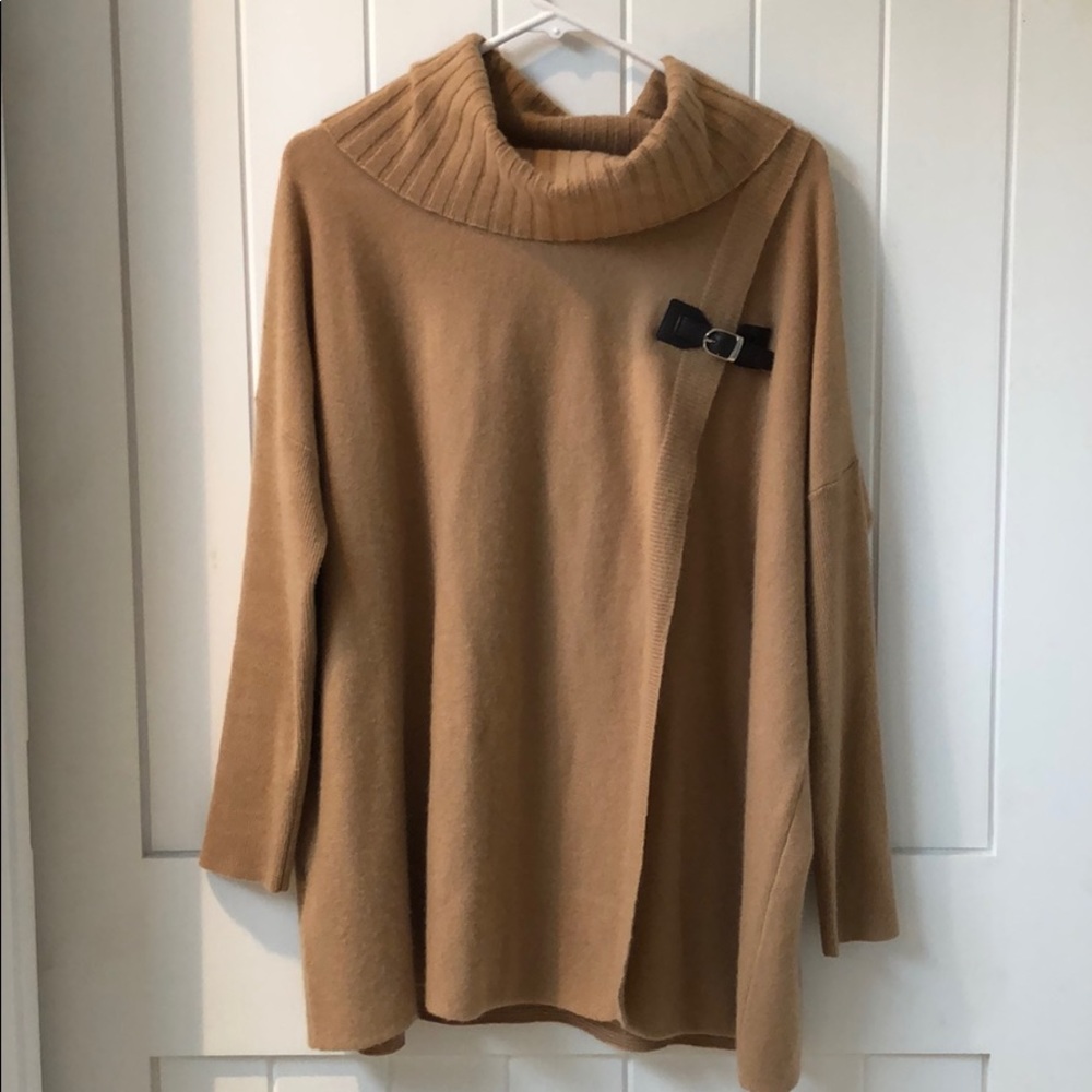 Camel Cashmere poncho sweater